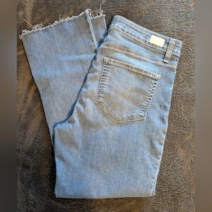 PAIGE Light Blue Ankle Crop Straight Jeans